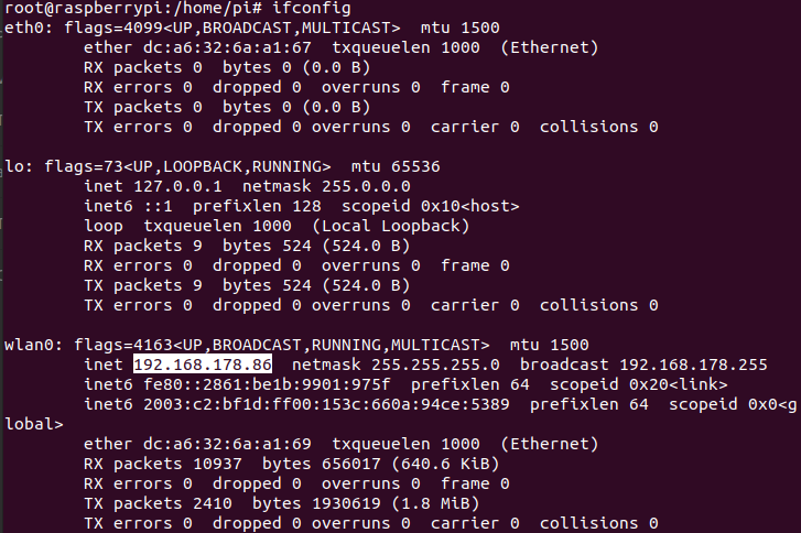 ifconfig output